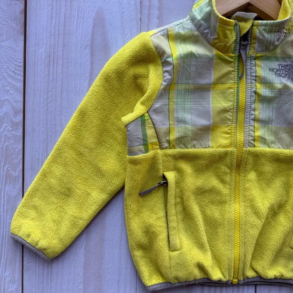 The North Face Plaid Denali Toddler 4/4T Fleece Polartec Full Zip Jacket Yellow